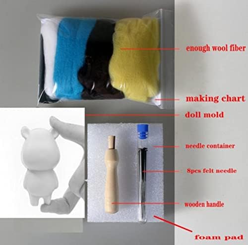 WellieSTR (Набор за тепане игла със заек, инструкции за кукли-животински, Вълнени инструменти Manuels, в комплекта са включени вълнен