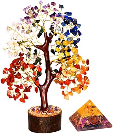 Дърво Чакра - Кристалното Дърво - Дървото на Скъпоценни камъни - Декор на фън шуй - Кристали аметист - Пирамидални кристали за положителната енергия - Кристални камън