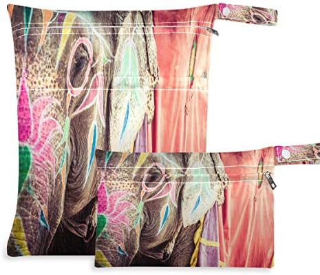 KEEPREAL Indian Elephant Wet Dry Bag за филтър Памперси и бански костюми, за пътуване и на плажа - Водоустойчив Мокри чанти - Са