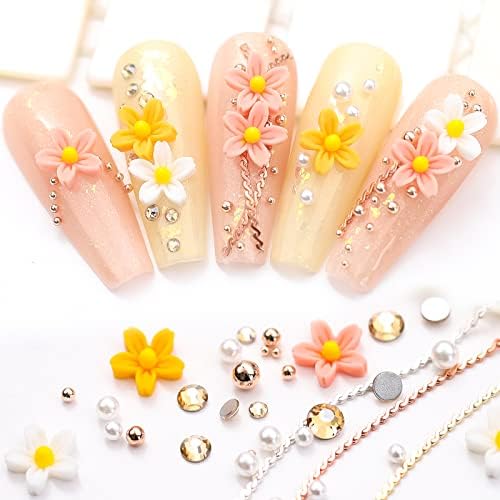 Очарователни Цветя, за да проверите за дизайн на ноктите Череша цветя, Смесено Пролетта Украса, 3D Цветя Череши за нокти, Смесен Дизайн,