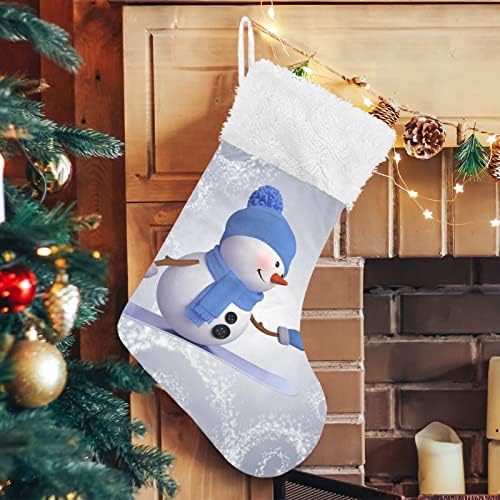 Коледни Чорапи ALAZA, Снежен човек Сноуборд, Класически Персонализирани Големи Чулочные Украса за Семейни Тържества, декорация за Партита,