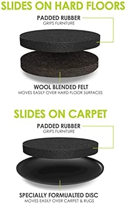 Мебелни плъзгачи Slipstick Premium за всички повърхности на пода (комплект за преместване от 16 теми) Многократна употреба на 3,5-инчов кръгли мебелни плъзгачи за преместван?