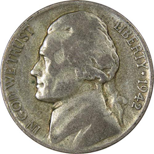 1942 P Jefferson Военно Време Никел, AG ЗА Добра 35% Сребърна Монета на САЩ са подбрани 5c