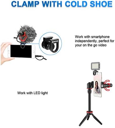 Видеорекордер за смартфон BOYA VG350 с мини статив, удлинительной с шнорхел, led подсветка и видеомикрофоном е Съвместим с iPhone13 12 11, XS и Android за YouTube, ТИК Tok, Facebook, Vlogging