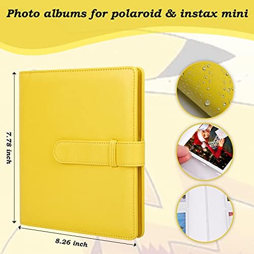 Фотоалбум с 256 джобове за фотоапарат непосредствена печат Fujifilm Instax Mini LiPlay 12 11 9 8 40 Evo 7S/принтер Mini Линк SP-1, принтер непосредствена печат Polaroid Snap Touch PIC-300 Z2300 Mint Zip (жълт)