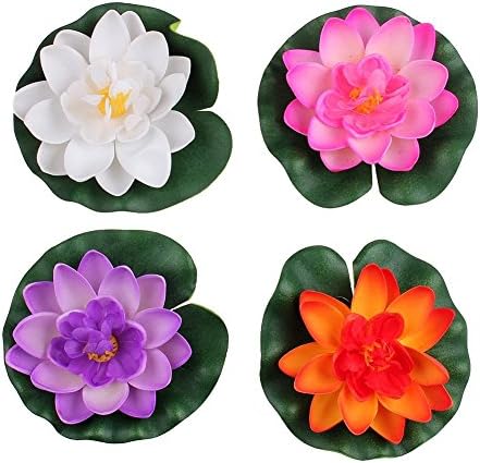 Комплект от 4 Различни Цветни Изкуствени Плаващи пяна дъски цветя, Лотос и Водна Лилия за Домашен интериор на Езерото В Градината, Малък