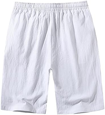 Мъжки Ежедневни Кратко, Свободни Спортни къси Панталони с Еластичен Ластик Свободно Намаляване на Летни Плажни Шорти на съвсем малък Бял Цвят
