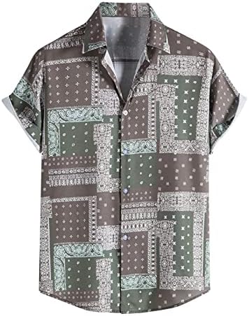 Мъжки Хавайска Риза, Лятна Тениска С Къс ръкав, Ризи С Геометричен Принтом, Ежедневни Ризи с Копчета, Празнични Плажни Ризи Алоха