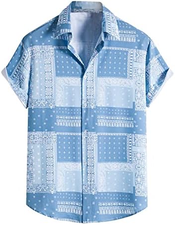 Мъжки Хавайска Риза, Лятна Тениска С Къс ръкав, Ризи С Геометричен Принтом, Ежедневни Ризи с Копчета, Празнични Плажни Ризи Алоха