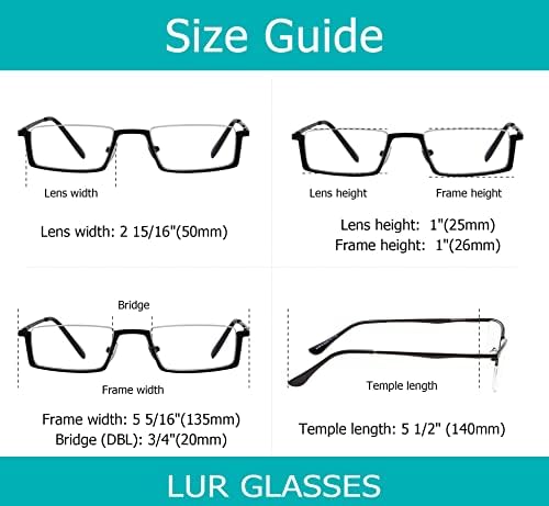 LUR 6 опаковки очила за четене в полукръгла рамка (общо 6 двойки ридеров + 1,75)