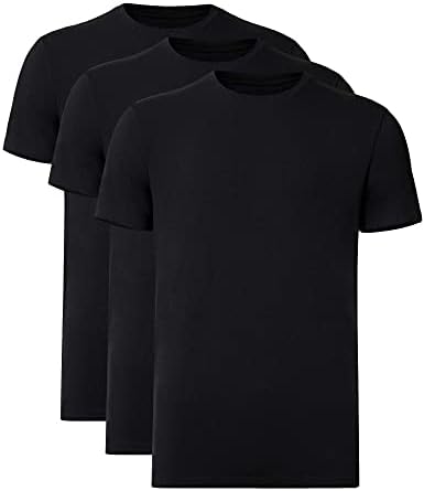 Мъжки тениски COLORFULLEAF от Бамбук, Тениски Обикновена засаждане, Тениски с кръгло деколте и Къс ръкав, 3 опаковки, Multipocket