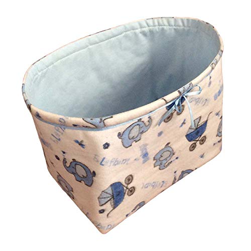 pillowerus Домашно Органайзер За съхранение на бебешки Пелени са от Памук - Слон, детска количка (Синьо) със Синя панделка / Синьо вътре