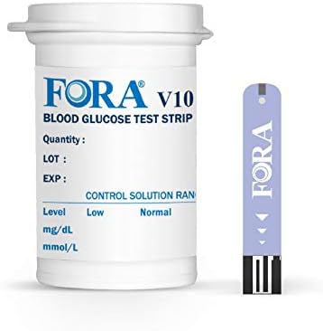 Тест-ленти FORA V10 двигател V12 D10 D20 PremiumV12 (Не са съвместими с тест-ленти Premium V10) за определяне на нивото на глюкоза в кръвта - 50 грама
