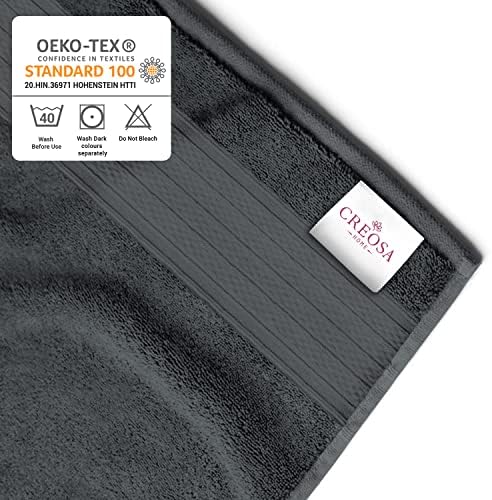 Комплект хавлиени кърпи CREOSA от 8 тъмно-Сиви кърпи от памук с дълги штапельными пръстени, добре абсорбираща влагата, включва