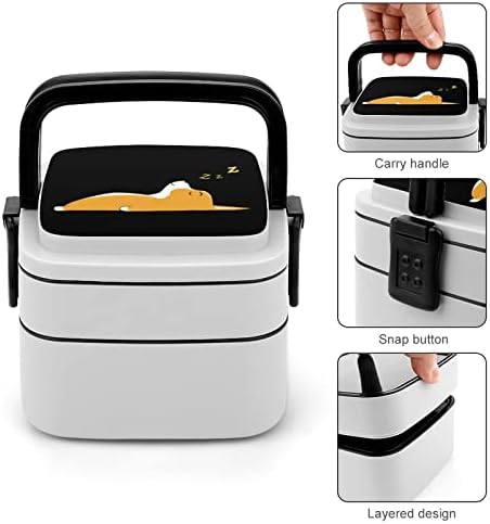 Двуслойни Универсален Контейнер за Обяд Sleeping Corgi Bento Box с Лъжица за Пикник, Работа и Пътуване