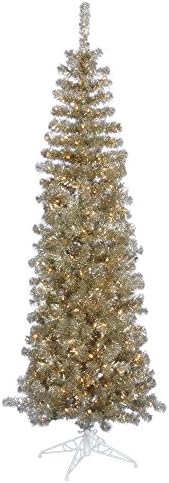 Коледно дърво Vickerman Цветни Молив цвят Шампанско с 250 Прозрачни мини-електрически крушки, 5,5 Метра