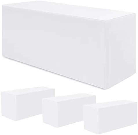 4 Опаковки Бели Покривки за маса, покривки за маси, за правоъгълна маса с дължина от 6 фута - Моющаяся тъкан от Полиестер, Правоъгълно