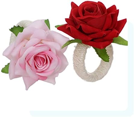 ZHYH 6 бр. пръстен за Салфетки с Изкуствени цветя, Рози, Обтегач, Поставки за Салфетки за Домашно Ресторант, Декорация на Сватбена маса (Цвят: синьо размер: 1)