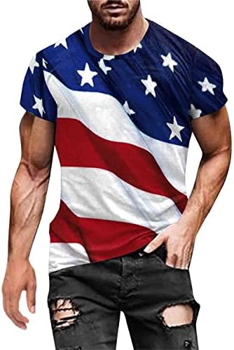 2023 Нова Мъжка Лятна Риза с 3D Дигитален Печат в Деня на Независимостта, Модна Тениска с Къс Ръкав от Ликра, Памучен Тениска