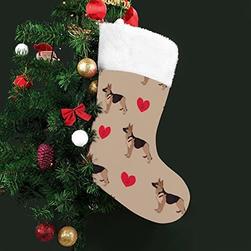 Немска Овчарка и Модел под формата на Сърца, Персонални Коледни Чорапи, Домашна Коледна Елха, Висящи Украса За Камината