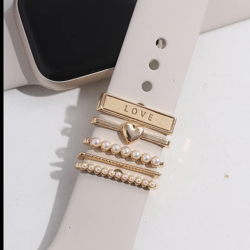 WISERWATCH Декоративни пръстени-панти, съвместими със силиконови джапанки-висулки Apple Watch 45 мм 44 мм 42 мм 41 мм 40 мм 38 мм iWatch