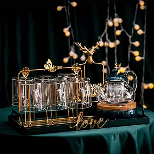 HDRZR Набор от чаени саксии с цветя модел в скандинавски стил, Стъклен Домакински комплект за вода, Следобеден чай, Плодов чай, чай,