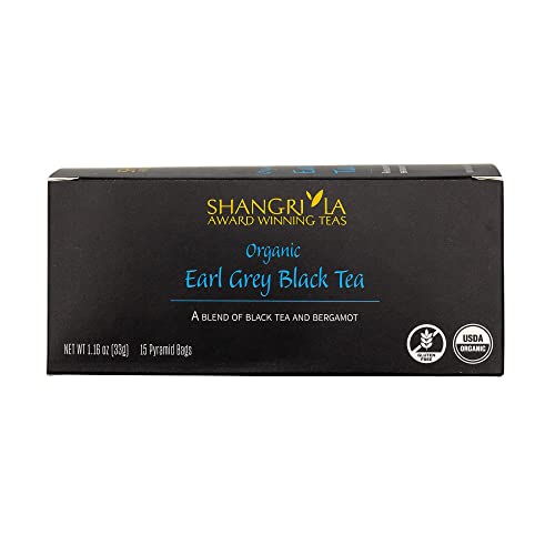 Shangri La Wellness Органичен Черен чай Earl Grey, 2 опаковки от 15 пакетчета във всяка, Черен чай, бергомот и цитрусови плодове
