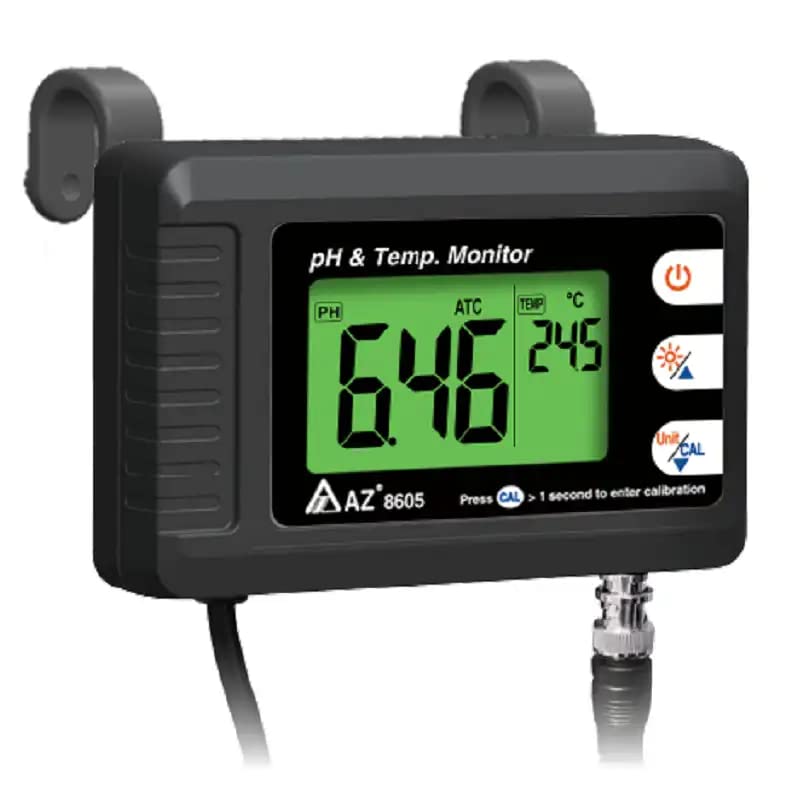 Измерване на pH и на температурата с по-голям Дисплей, Компактен Монитор pH и температура 0.00~14.00 ±0.1-5.0~60.0℃ ±0.5℃ AZ 8605
