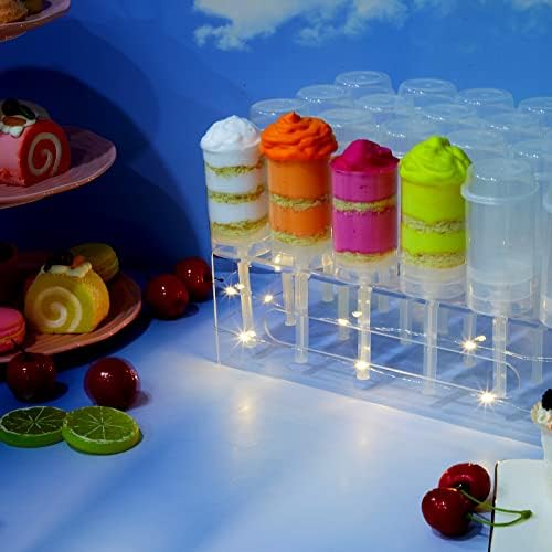 Поставка за торта Push Pop 30 дупки и 30 опаковки Пластмасови контейнери за торта Push up с led подсветка за показване на Сватбени бонбони,