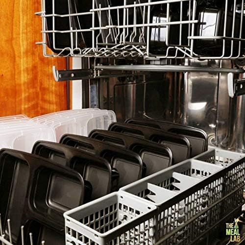 Комплект от 10 черни контейнери за хранене с 3 отделения и капаци, идеално за детски обяд кутии и отдих, Подходящи за употреба в микровълнова фурна, може да се мият в м