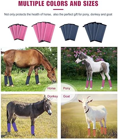 Обувки Gydoty Horse Fly за Понита - Ослика, Мини-Мрежа за Защита от мухи върху краката, Комплект от 4 обувки за конна езда (малки, Розови)