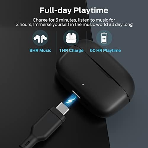 Безжични слушалки Monster от N-Lite Clear Talk Bluetooth 5.3 с шумопотискане CVC 8.0, водоустойчив стерео слушалки в ушите IPX8,