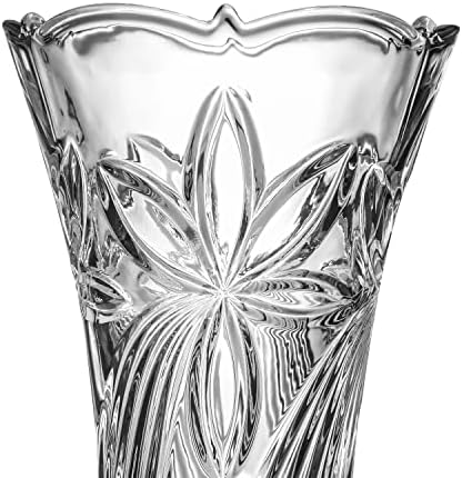 Кристално чист кристален ваза, височина 12 сантиметра, за цветя и декорация, Дизайн във формата на цвете кокосов орех, Прекрасна лъскава