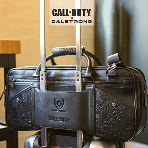 Кожена чанта за нож на главния готвач DALSTRONG - Call of Duty Edition - Висококачествена черна естествена кожа - До 60 ножове - Найлонови и кожени въжета - Вътрешна част от вощеного
