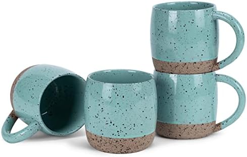 Керамични чаши Elanze Designs с крапчатым суровини дъно на 17 унции, опаковка от 4 броя, Мятно-зелени