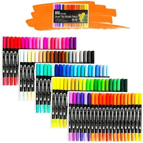 LXXSH Набор от акварельных дръжки 100/120 Цветове, Четката с двоен фитил, Художествена Писалка за Рисуване, за да проверите за Калиграфия,