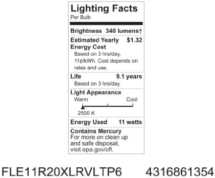 GE 61354 Reveal 11-Ватов Вътрешен Прожектор R20 С Компактна Флуоресцентна лампа