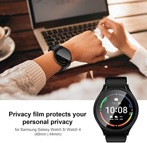 【3 + 3 опаковки】 Защитно фолио за екран неприкосновеността на личния живот, която е съвместима с Galaxy Watch 5/Galaxy Watch 4 40 мм, калъф 2 в 1 с антишпионской закалена фолио и твъ