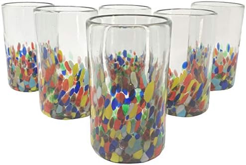 Мексикански чаши за пиене, ръчно изработени – комплект от 6 дизайнерски чаши Confetti Carmen (по 14 грама всяка)