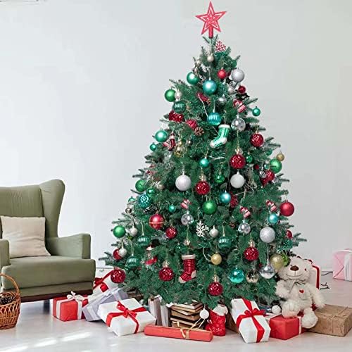 Украса за Коледната топка, 48-каратный Зелен Комплект украси за Коледната Елха с 6 Стилове Коледна Топка Небьющийся Окачен Коледа