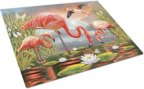 Дъска за рязане на стъкло Caroline's Treasures PRS4054LCB Flamingos Голяма Декоративна Дъска за Рязане от Закалено Стъкло и Сервировочная Дъска Голям размер,