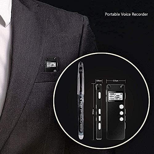 MuslimStreet 8 GB цифров диктофон с гласово, мини-дръжка за цифрови диктофони с гласово активиране, MP3-плейър с двоен микрофон