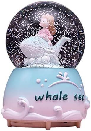 GKMJKI Dream Dolphin Кристална Топка Подарък за рожден Ден за момиче може да Върти Музикална Кутия за бижута с Мокър Сняг, Украса за Октавной кутии (Цвят: синьо размер: 15*10 cm)