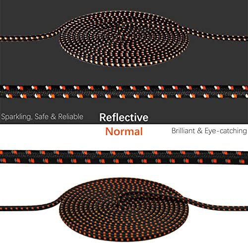 Амортизационни въжета за бънджи 1/8 инча х 10 фута, Отразяващи Сребристи /Оранжево/Черно - HISUNTEC