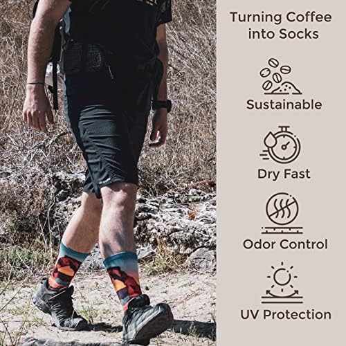 Туристически чорапи APRIME с мека подплата за колоездене и бягане на пътека, Дишаща материя от утайка от кафе, Национални паркове