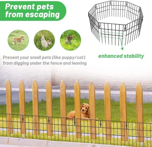 25 Панели Бариерен ограда за животни - Декоративна ограда за градината, без копаене, неръждаем Метален Жично рамка за защита на