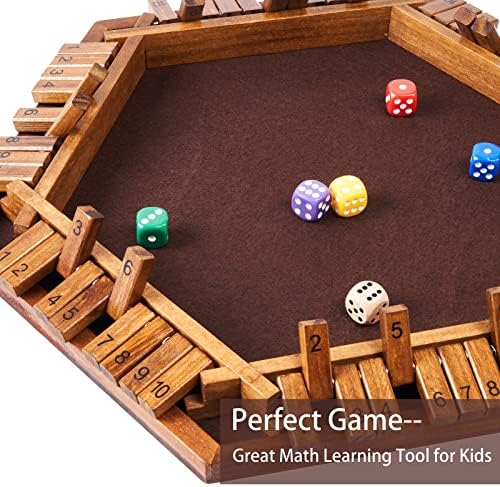 VAMSLOVE в Играта на зарове Затвори си кутия Дървена дъска (L15 x W13) - за 1 2 3 4 5 6 играча, 6 страни, 10 Числа, Математически