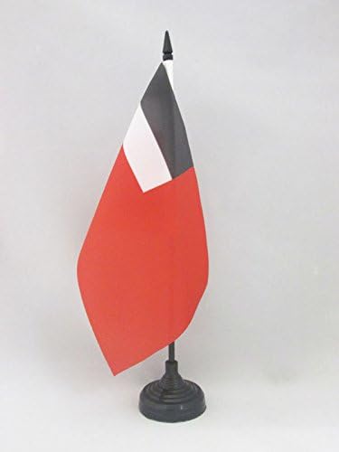 ФЛАГ на АЗЕРБАЙДЖАН, Стар Настолен Флаг на Грузия, 5 x 8 - Бивш Тенис на Флаг на Грузия, 21 x 14 см - Черна Пластмасова Пръчка