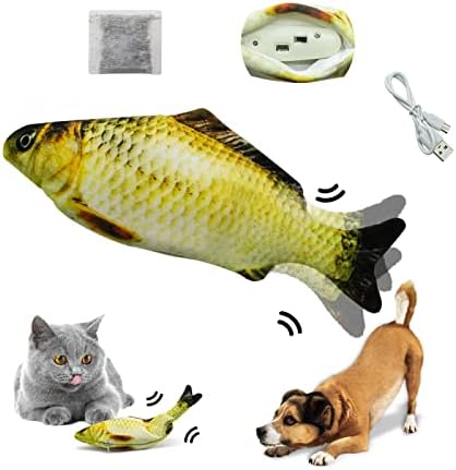 Играчка за кучета SUNFATT Floppy Fish, играчка за кучета-рибки, USB зареждане Flopping Fish, изработен от памук и кратък