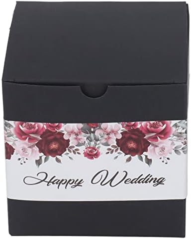 Camidy 20pcs Черна Кутия за Предложения Шаферките със Стикер Щастлива Сватба Цветя Модел на Сватбена Подарък Кутия 3,9x3,9 Инча